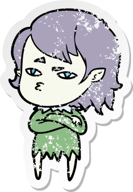 Bir insan tarafından çizilmiş vampir bir kızın sıkıntılı çıkartması.