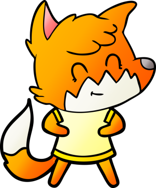 Bir insan tarafından çizilmiş çizgi film dostu tilki.