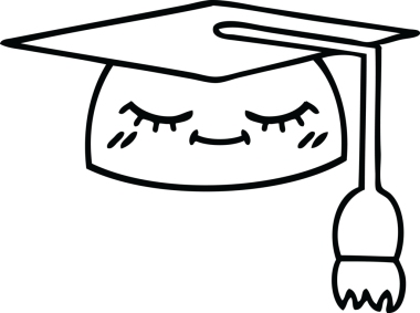 Mezuniyet şapkası çizimi bir insan tarafından çizilmiş.