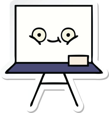 Bir insan tarafından çizilmiş beyaz bir karikatür çıkartması.