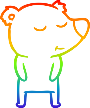 Bir insan tarafından çizilmiş mutlu bir kutup ayısının gökkuşağı gradyanı çizimi