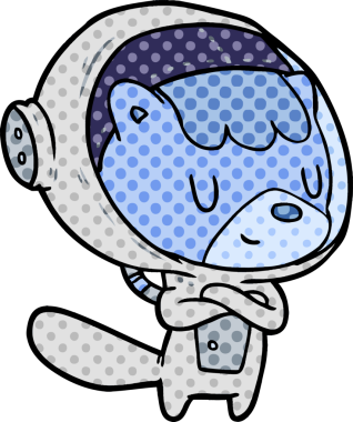 bir insan tarafından çizilmiş çizgi film kedisi astronot hayvanları