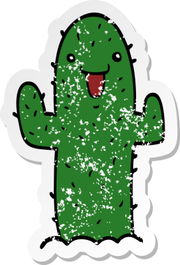 Bir insan tarafından çizilmiş bir kaktüsün sıkıntılı çıkartması.