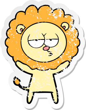 Bir insan tarafından çizilmiş sıkıntılı bir çizgi film çıkartması.