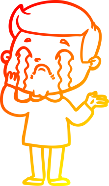 Bir insan tarafından çizilmiş ağlayan bir çizgi film karakteri çizimi.