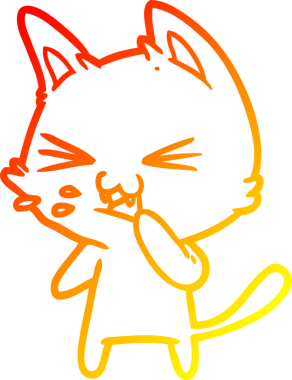 Bir insan tarafından çizilmiş çizgi film kedisinin sıcak çizgi çizimi