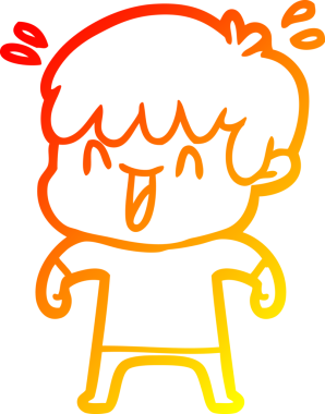 Bir insan tarafından çizilmiş gülen bir çizgi film karakteri çizimi