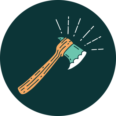 Bir insan tarafından çizilmiş dövme stili balta ikonu