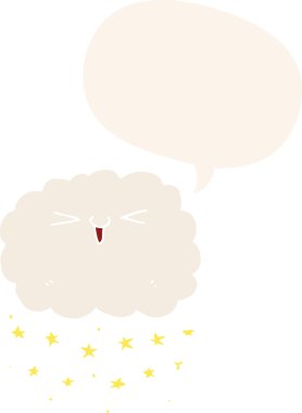 Bir insan tarafından çizilmiş eski moda konuşma baloncuklu mutlu çizgi film bulutu