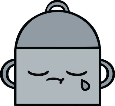 Bir insan tarafından çizilmiş güzel bir yemek tenceresi karikatürü.