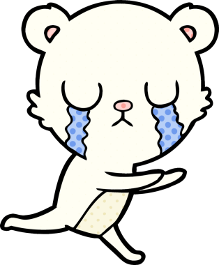 Bir insan tarafından çizilmiş ağlayan kutup ayısı çizgi filmi.