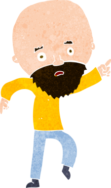 Çizgi film endişeli yaşlı adam bir insan tarafından çizilmiş