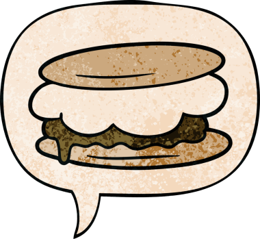 Bir insan tarafından çizilmiş geçmişe dönük konuşma baloncuklu smore çizgi filmi