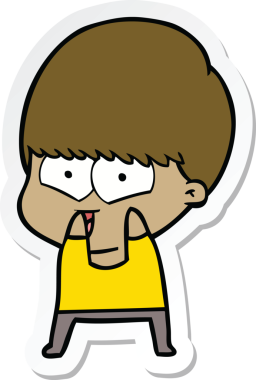 Bir insan tarafından çizilmiş mutlu bir çocuğun çıkartması.