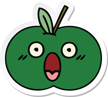 Bir insan tarafından çizilmiş tatlı, sulu bir elmanın çıkartması.