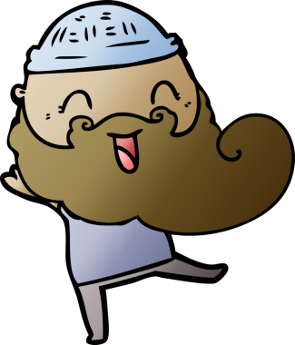 Bir insan tarafından çizilmiş mutlu sakallı adam.