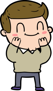 Bir insan tarafından çizilmiş çizgi film dostu bir adam.