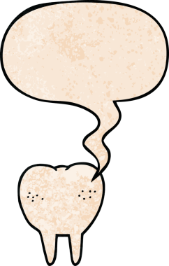 Bir insan tarafından çizilmiş eski moda konuşma baloncuklu çizgi film dişleri.