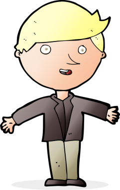 Bir insan tarafından çizilmiş, sıradan ceketli bir karikatür adamı.