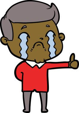 Bir insan tarafından çizilmiş ağlayan çizgi film adamı.