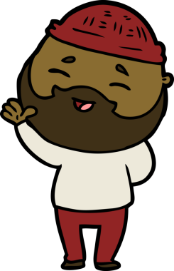 Bir insan tarafından çizilmiş mutlu sakallı bir adam.