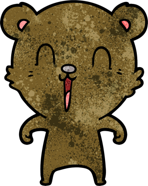 Bir insan tarafından çizilmiş mutlu çizgi film ayısı.