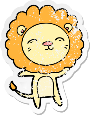 Bir insan tarafından çizilmiş karikatür aslanının sıkıntılı çıkartması.