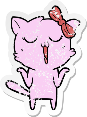 Bir insan tarafından çizilmiş karikatür bir kedinin sıkıntılı çıkartması.