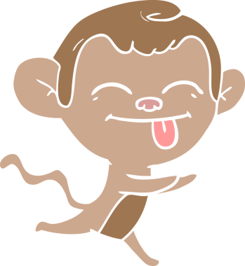 Bir insan tarafından çizilmiş komik düz renkli çizgi film maymunu