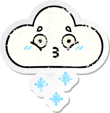 Bir insan tarafından çizilmiş tatlı bir karikatür kar bulutunun sıkıntılı çıkartması