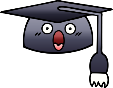 Bir insan tarafından çizilmiş mezuniyet şapkasının gölgeli çizgi filmi.