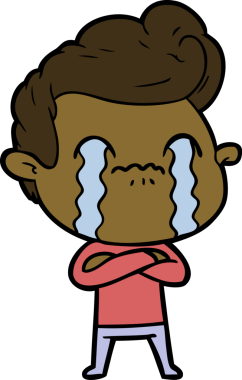 Bir insan tarafından çizilmiş ağlayan çizgi film adamı.