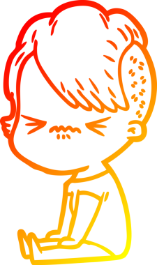 Bir insan tarafından çizilmiş, kızgın bir hipster kızın çizgi çizimi.