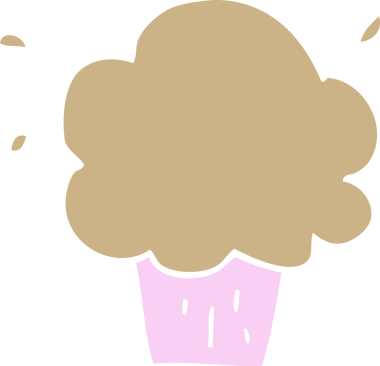 Bir insan tarafından çizilmiş düz renkli çizgi film keki.