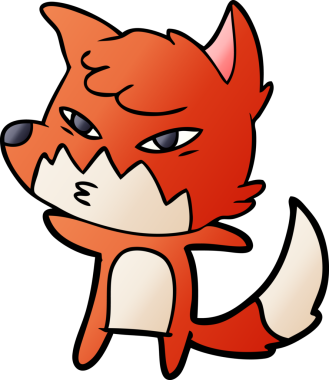 Bir insan tarafından çizilmiş akıllı çizgi film tilkisi.