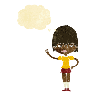 Bir insan tarafından çizilmiş düşünce balonlu bir kadın.