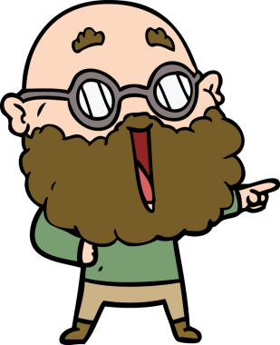 Bir insan tarafından çizilmiş sakallı neşeli bir adam.