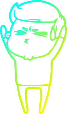 Bir insan tarafından çizilmiş terleyen bir çizgi film karakteri çizimi.