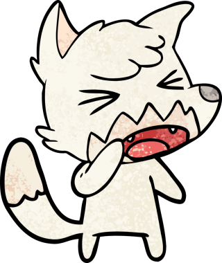 Bir insan tarafından çizilmiş kızgın çizgi film tilkisi.