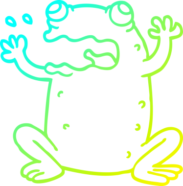 Bir insan tarafından çizilen geğiren kurbağanın soğuk çizgi çizimi.