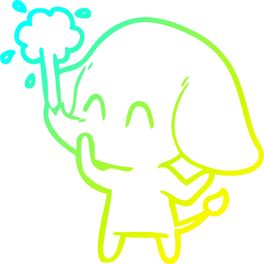 Bir insanın çizdiği suyu püskürten şirin bir filin soğuk eğimli çizgisi.