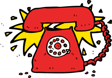 bir insan tarafından çizilmiş çizgi film çalan telefon