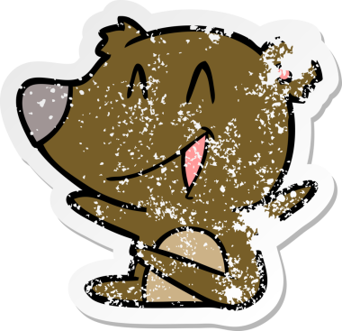 Bir insanın çizdiği gülen ayı karikatürünün sıkıntılı çıkartması.