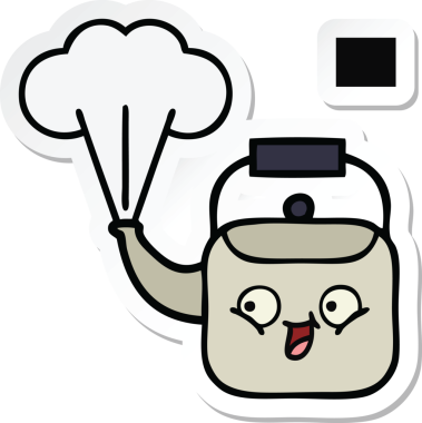 Bir insan tarafından çizilmiş dumanı tüten şirin bir çizgi film çıkartması.