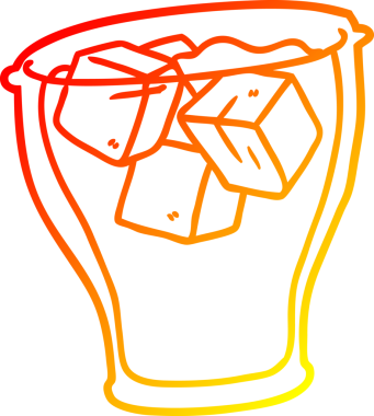 Bir insan tarafından çizilmiş buzlu bir bardak kolayı ılık gradyan çizgisi.