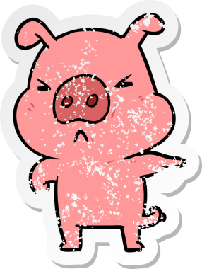 Bir insan tarafından çizilmiş kızgın bir domuzun sıkıntılı çıkartması.