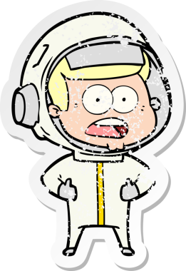 Bir karikatürün sıkıntılı çıkartması bir insan tarafından çizilmiş astronotu şaşırttı.