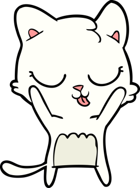 Bir insan tarafından çizilmiş sevimli çizgi film kedisi.