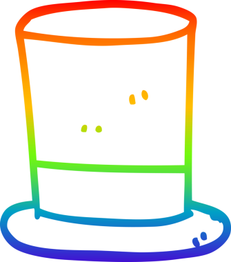 gökkuşağı gradyan çizgi çizimi bir insan tarafından çizilmiş silindir şapka