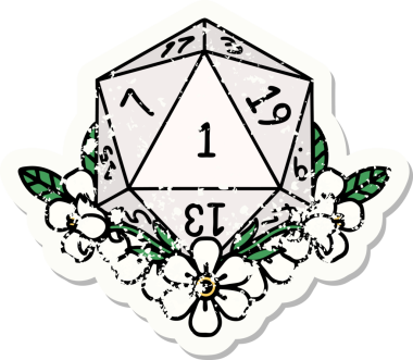 Doğal bir zarın grunge sticker 'ı bir insan tarafından çizilmiş çiçek elementleriyle yuvarlanıyor.
